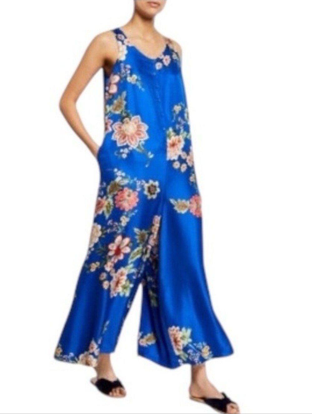 Johnny Was Vivian Silk Floral Jumpsuit • Size S Wide Leg Sleeveless